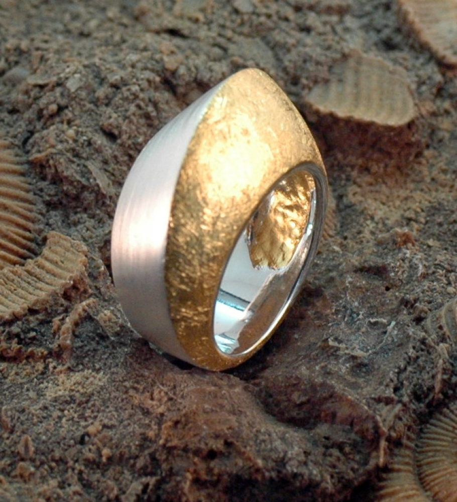 Silber-Designer Ring mattiert